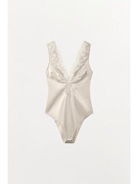 ZARA ZW COLLECTION SATIN EFFECT LACE BODYSUIT